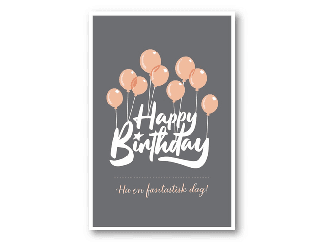 Hovedbilde 50 stk | Happy birthday grå | 10x15 cm